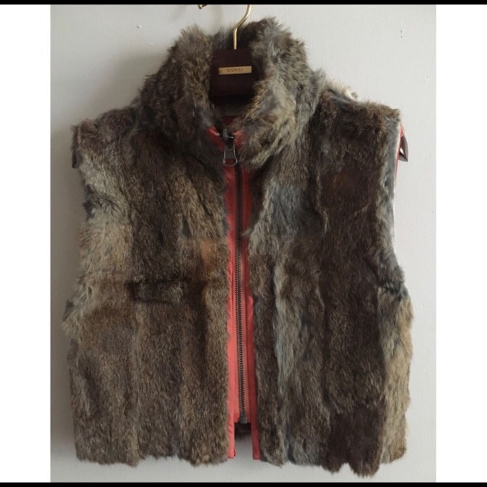 Reversible Vest Coat Rabbit Fur Casual Jacket